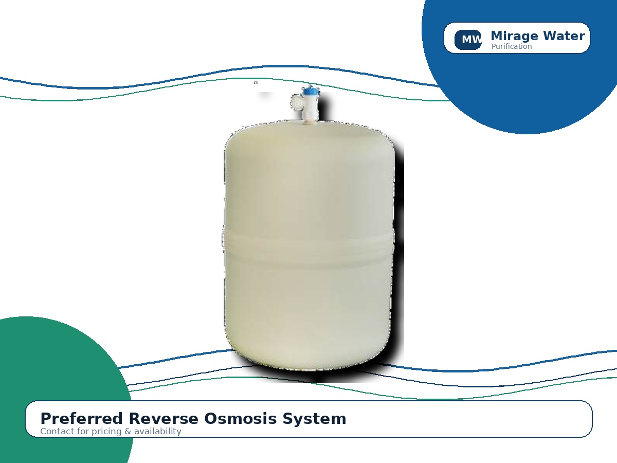 Preferred Reverse Osmosis System equipment photo on a Mirage Water branded white background