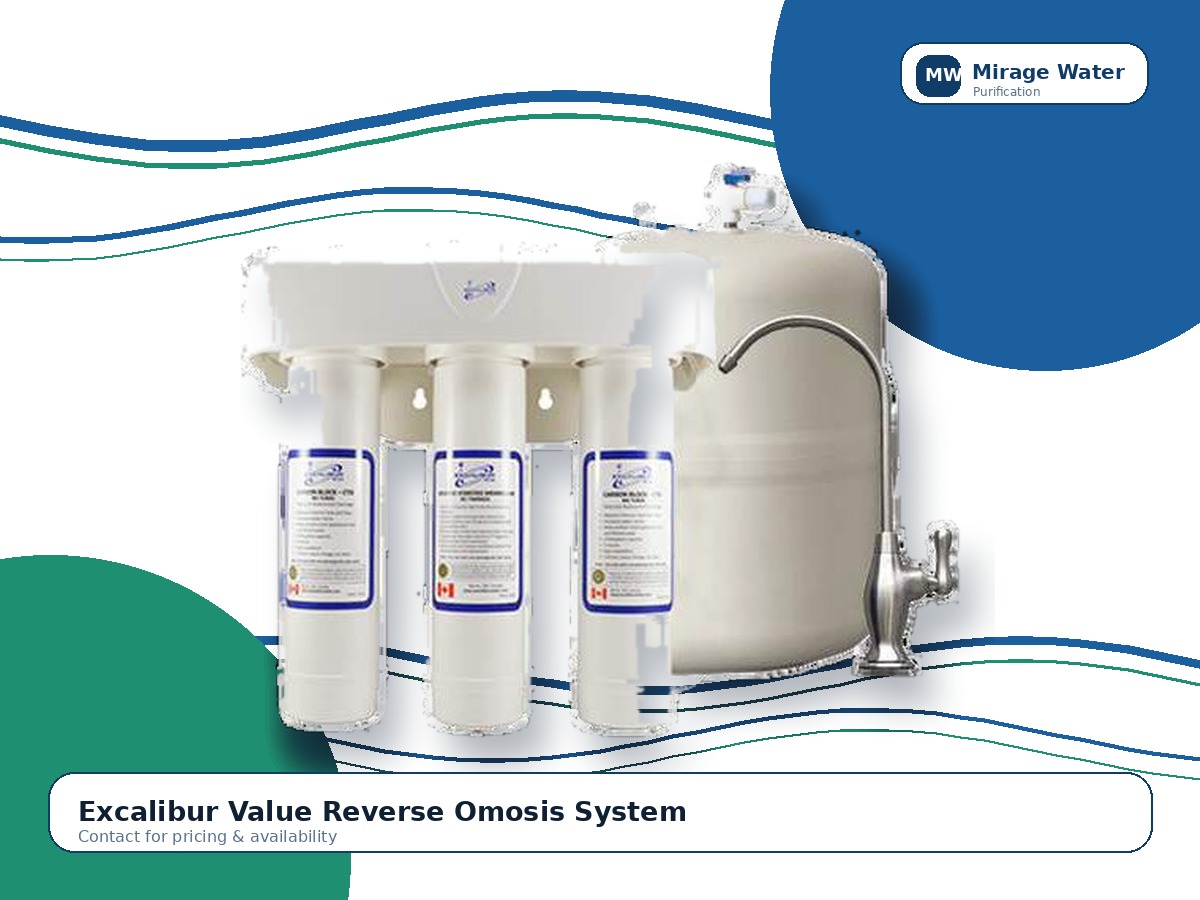 Excalibur Value Reverse Osmosis System equipment photo on a Mirage Water branded white background