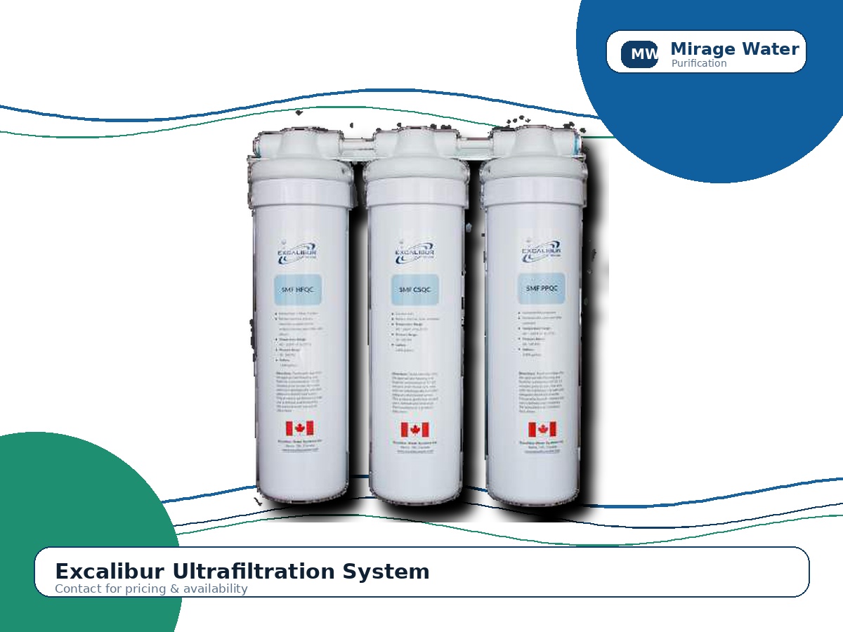 Excalibur Ultrafiltration System equipment photo on a Mirage Water branded white background