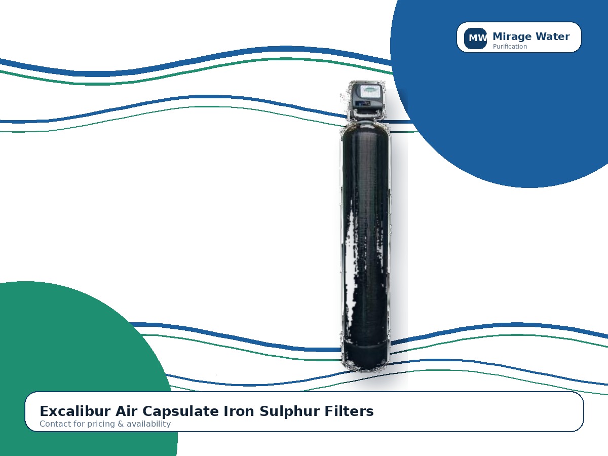 Excalibur Air Capsulate Iron Sulphur Filters equipment photo on a Mirage Water branded white background
