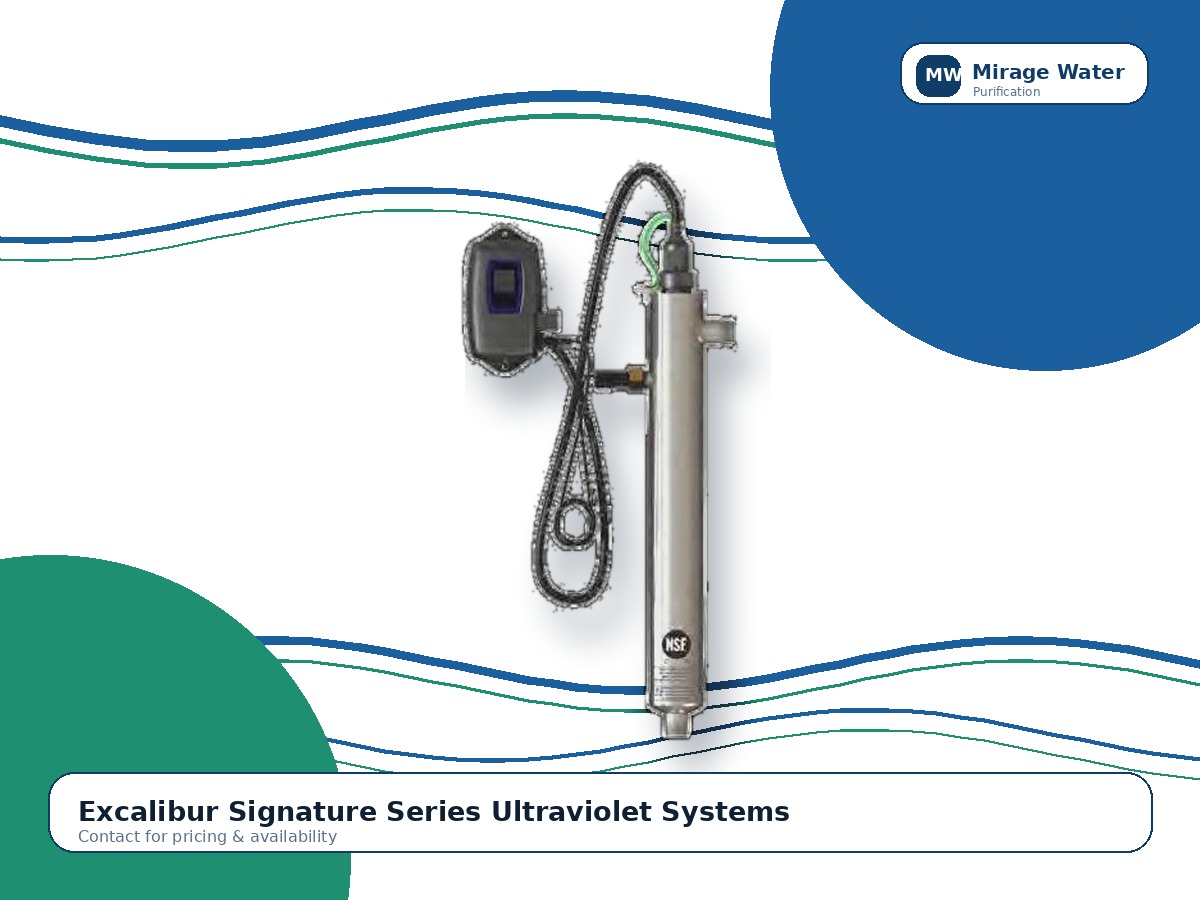 Excalibur Signature Series Ultraviolet Systems equipment photo on a Mirage Water branded white background