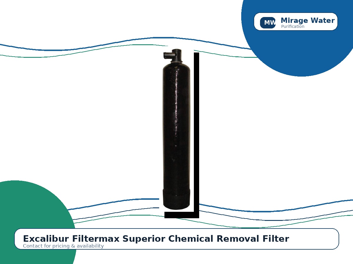 Excalibur Filtermax Superior Chemical Removal Filter equipment photo on a Mirage Water branded white background