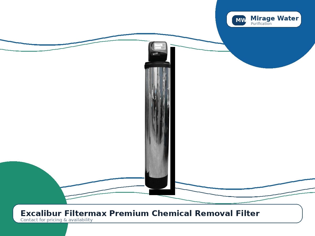 Excalibur Filtermax Premium Chemical Removal Filter equipment photo on a Mirage Water branded white background